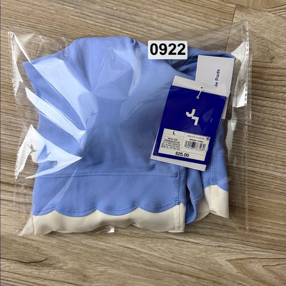 JOYLAB Women's Knit Scallop Cropped Support Top Periwinkle Blue/Cream All Sizes - Picture 11 of 16